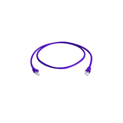 Telegärtner L00001A0194 RJ45 omrežni kabel CAT6a S/FTP 2 m lila ognjevaren, z zaščitnim zapornim zatičem, dvojno zaščiten, dvojno oklopljen, brez halo
