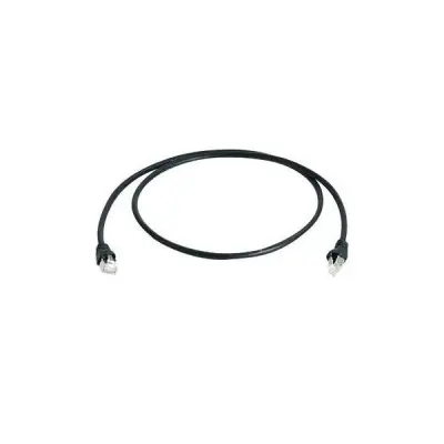 Telegärtner L00000A0086 RJ45 omrežni kabel CAT6a S/FTP 1 m črna ognjevaren, z zaščitnim zapornim zatičem, dvojno zaščiten, dvojno oklopljen, brez halo