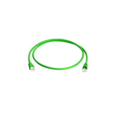 Telegärtner L00003A0056 RJ45 omrežni kabel CAT6a S/FTP 5 m zelena ognjevaren, z zaščitnim zapornim zatičem, dvojno zaščiten, dvojno oklopljen, brez ha