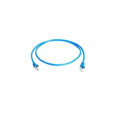 Telegärtner L00001A0087 RJ45 omrežni kabel CAT6a S/FTP 2 m modra ognjevaren, z zaščitnim zapornim zatičem, dvojno zaščiten, dvojno oklopljen, brez hal