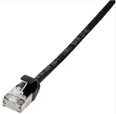 LogiLink CQ9013S RJ45 omrežni kabel CAT6a U/FTP 0.3 m črna izjemno tanek, ognjevaren, prilagodljiv, zaščita iz folije, brez halogena, z zaščitnim zapo