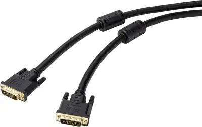Renkforce DVI kabel DVI-D 24+1-polni vtič, DVI-D 24+1-polni vtič 20 m črna RF-4695150 dvojno oklopljen, s feritnim jedrom, pozlačeni konektorji DVI ka