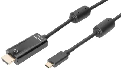 Digitus USB-C® / HDMI adapterski kabel USB-C® vtič\, HDMI-A  vtič 5.00 m črna AK-300330-050-S zaščiten\, dvojno oklopljen USB-C®-Display kabel