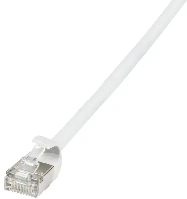 LogiLink CQ9022S RJ45 omrežni kabel CAT6a U/FTP 0.5 m siva izjemno tanek, ognjevaren, prilagodljiv, zaščita iz folije, brez halogena, z zaščitnim zapo