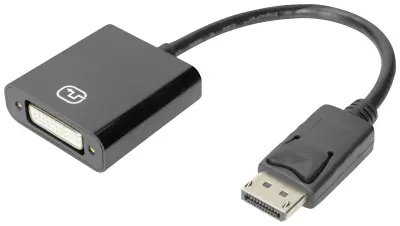 Digitus DisplayPort/DVI kabel DisplayPort vtič, DVI-I 24+5-polna vtičnica 0.15 m črna DB-340414-001-S dvojno oklopljen, zaščiten DisplayPort kabel