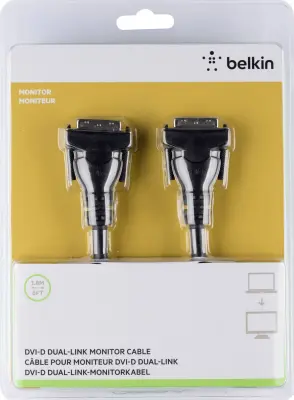 Belkin DVI kabel DVI-D 24+1-polni vtič, DVI-D 24+1-polni vtič 1.8 m črna F2E4141BT1.8MDD lahko se privije, pozlačeni konektorji DVI kabel