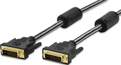 ednet DVI priključni kabel DVI-D 24+1-polni vtič\, DVI-D 24+1-polni vtič 2.00 m črna 84520 lahko se privije\, pozlačeni konektorji DVI kabel