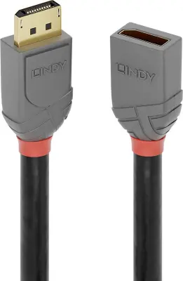 LINDY DisplayPort podaljšek DisplayPort  vtič\, DisplayPort  vtičnica 2.00 m antracitna\, črna\, rdeča 36497 pozlačeni konektorji DisplayPort kabel
