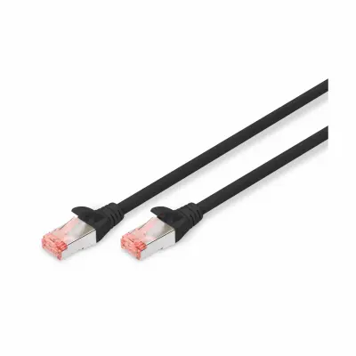 Digitus DK-1644-100/BL RJ45 omrežni kabel CAT6 S/FTP 10 m črna brez halogena, zviti pari, z zaščitnim zapornim zatičem, ognjevaren 1 kos