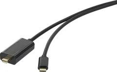 Renkforce USB-C® / Mini-DisplayPort adapterski kabel USB-C® vtič\, mini DisplayPort  vtič 1.00 m črna RF-3421682 pozlačeni konektorji USB-C®-Display kabel Renkforce USB-C® / Mini-DisplayPort