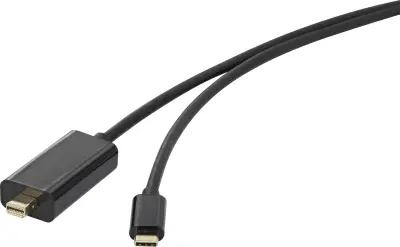 Renkforce USB-C/Mini-DisplayPort adapterski kabel USB-C vtič, mini DisplayPort vtič 3 m črna RF-3421676 pozlačeni konektorji USB-C-Display kabel Renkf