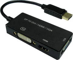 Value DisplayPort / DVI / HDMI / VGA adapterski kabel DisplayPort  vtič\, DVI-D 24+1-polna vtičnica\, HDMI-A  vtičnica\, VGA 15-polna vtičnica 0.10 m črna 12.99.3153  DisplayPort kabel