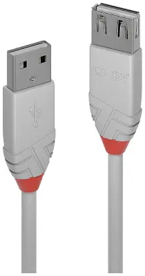 LINDY USB kabel USB 2.0 USB-A vtič\, USB-A vtičnica 2.00 m siva  36713