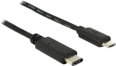 Delock USB kabel USB 2.0 USB-C® vtič\, USB-mikro-B vtič 1.00 m črna  83602