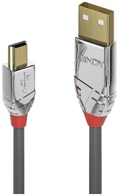 LINDY USB kabel USB 2.0 USB-A vtič\, USB-mini-B vtič 7.50 m siva  36635