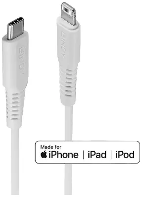 LINDY USB kabel USB 2.0 Apple Lightning vtič \, USB-C® vtič 0.50 m bela  31315