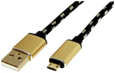 Roline USB kabel USB 2.0 USB-A vtič\, USB-mikro-B vtič 1.80 m črna\, zlata zaščiten 11.02.8820