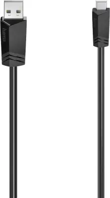 Hama USB kabel USB 2.0 USB-A vtič\, USB-mini-B vtič 0.75 m črna\, srebrna  00200605