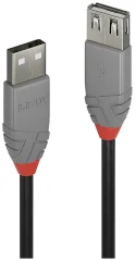 LINDY USB kabel USB 2.0 USB-A vtič\, USB-A vtičnica 5.00 m črna\, siva  36705