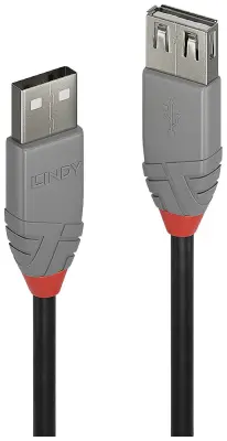 LINDY USB kabel USB 2.0 USB-A vtič\, USB-A vtičnica 3.00 m črna\, siva  36704