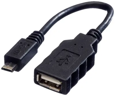 Roline USB kabel USB 2.0 USB-mikro-B vtič\, USB-A vtičnica 0.15 m črna zaščiten 11.02.8311