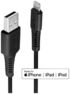 LINDY USB kabel USB 2.0 Apple Lightning vtič \, USB-A vtič 2.00 m črna  31321