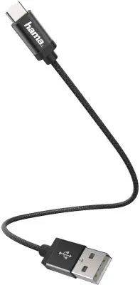 Hama USB kabel USB 2.0 USB-A vtič\, USB-C® vtič 0.20 m črna  00178281