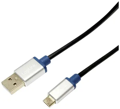 LogiLink USB kabel USB 2.0 USB-A vtič\, USB-mikro-B vtič 1.50 m črna  BUAM215