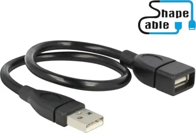 Delock USB 2.0 [1x moški konektor USB 2.0 tipa A - 1x ženski konektor USB 2.0 tipa A] 0.35 m črna prilagodljiv kabel-gosji vrat Delock USB kabel USB 2