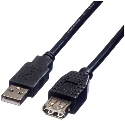 Roline USB kabel USB 2.0 USB-A vtič\, USB-A vtičnica 1.80 m črna zaščiten 11.02.8948