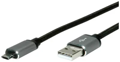 Roline USB kabel USB 2.0 USB-A vtič\, USB-mikro-B vtič 1.80 m črna zaščiten 11.02.8771