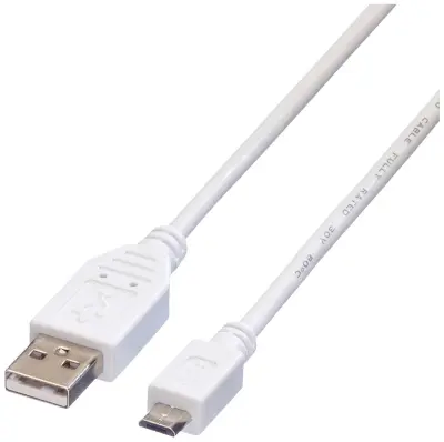 Value USB kabel USB 2.0 USB-A vtič\, USB-mikro-B vtič 1.80 m bela zaščiten 11.99.8752