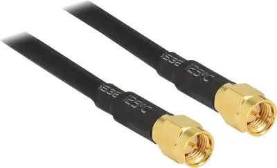 WLAN-antenski priključni kabel [1x SMA-vtič - 1x SMA-vtič] 10 m črn pozlačeni zatiči Delock