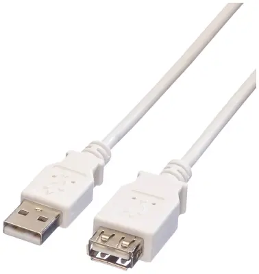 Value USB kabel USB 2.0 USB-A vtič\, USB-A vtičnica 1.80 m bela zaščiten 11.99.8949