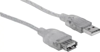 Manhattan USB kabel USB 2.0 USB-A vtič\, USB-A vtičnica 4.50 m srebrna  340502