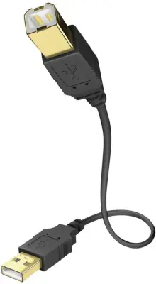 Inakustik USB 2.0 kabel [1x moški konektor USB 2.0 tipa A - 1x moški konektor USB 2.0 tipa B] 1 m črna pozlačeni konektorji Inakustik USB kabel USB 2.
