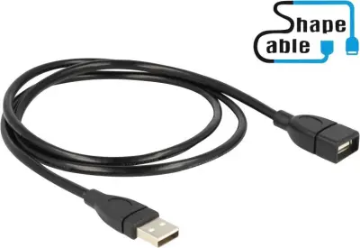 Delock USB 2.0 [1x moški konektor USB 2.0 tipa A - 1x ženski konektor USB 2.0 tipa A] 1 m črna prilagodljiv kabel-gosji vrat Delock USB kabel USB 2.0