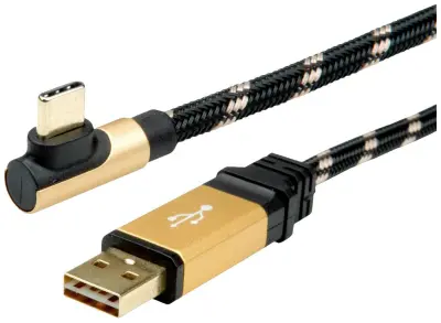 Roline USB kabel USB 2.0 USB-A vtič\, USB-C® vtič 0.80 m črna\, zlata zaščiten 11.02.9060
