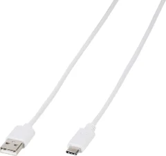 Vivanco USB kabel USB 2.0 USB-C® vtič\, USB-A vtič 1.00 m bela okrogel 45705