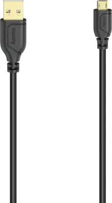 Hama USB kabel USB 2.0 USB-A vtič\, USB-mikro-B vtič 0.75 m črna  00200610