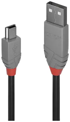 LINDY USB kabel USB 2.0 USB-A vtič\, USB-mini-B vtič 3.00 m črna  36724