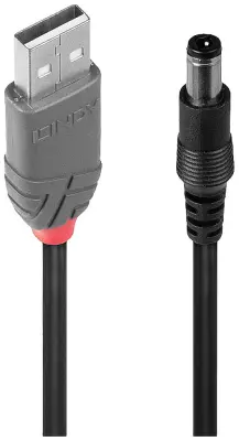 LINDY USB kabel USB 2.0 USB-A vtič\, DC vtič 5\,5 mm 1.50 m črna  70267