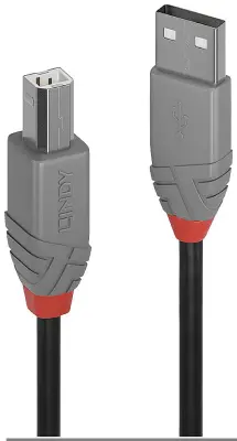LINDY USB kabel USB 2.0 USB-A vtič\, USB-B vtič 0.20 m črna\, siva  36670