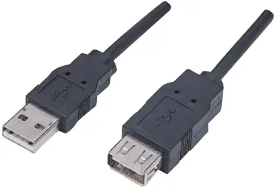 Manhattan USB kabel USB 2.0 USB-A vtič\, USB-A vtičnica 1.80 m črna pozlačeni konektorji\, UL-certificirano 338653-CG
