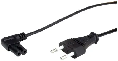 VALUE napajalni kabel Euro ploski vtič pod kotom C7\, 2-polni\, črn\, 1\,8 m Value 19.99.2088 tok priključni kabel  črna 1.80 m