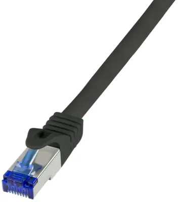 Priključni kabel Ultraflex\, Cat.6A\, S / FTP\, črn\, 0\,25 m LogiLink C6A013S RJ45  CAT 6a S/FTP 0.25 m črna  1 kos