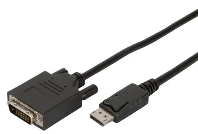 Digitus DVI / DisplayPort priključni kabel DisplayPort  vtič 3.00 m črna DB-340301-030-S dvojno oklopljen\, zaščiten DisplayPort kabel