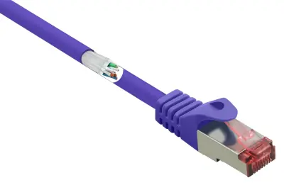 Renkforce RF-4724916 RJ45 omrežni kabel CAT 6 S/FTP 0.5 m vijolična z zaščitnim zapornim zatičem, pozlačeni konektorji, ognjevaren 1 kos