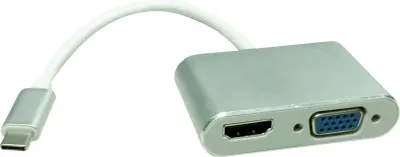 Roline USB-C® / HDMI adapterski kabel USB-C® vtič\, HDMI-A  vtičnica 0.10 m srebrna 12.03.3215  USB-C®-Display kabel