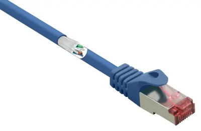 Renkforce RF-4981664 RJ45 omrežni kabel\, Patch kabel CAT 6 S/FTP 2.00 m modra z zaščitnim zapornim zatičem\, pozlačeni konektorji\, ognjevaren 1 kos